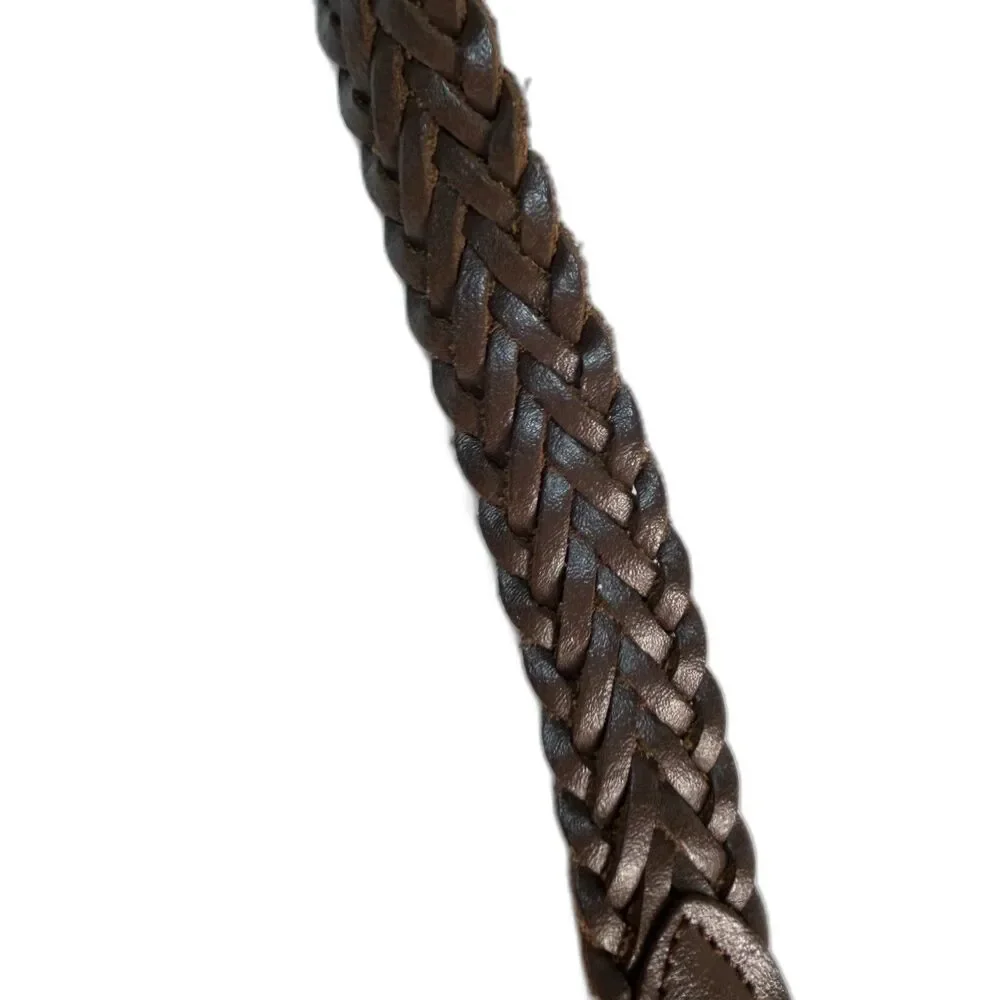 Capezio Women's Brown Braided Woven Brass Buckle Vintage Belt Size S/M
